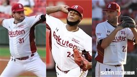  ▲樂天桃猿投手威拉諾、霸能、卡本特。（資料圖／記者劉彥池、林聖凱攝影）