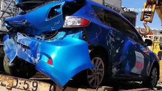 國道半路遭撞狂轉圈　轎車全毀超驚險