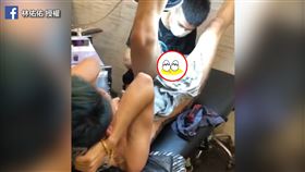 金鍊男PP刺青痛歪！咬白布崩潰（圖／林佑佑授權）