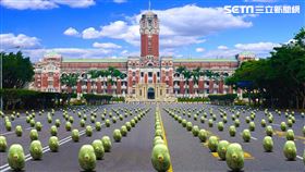 端午節凱道立西瓜，文總提供