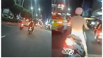 三寶鬼切險撞人　放話與警熟下秒開溜