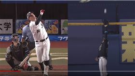 ▲雷亞德（Brandon Laird）陽春砲在全壘打牆上被沒收。（圖／翻攝自太平洋聯盟TV）