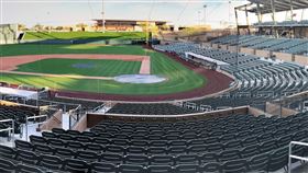 MLB傳疫情　3隊春訓基地關門正在規劃復賽方案的美國職棒大聯盟（MLB）費城人、藍鳥、巨人等3隊的訓練基地19日因有確診感染武漢肺炎或疑似症狀者而關門。圖為響尾蛇隊訓練基地主球場。此圖攝於2019年2月。中央社記者林宏翰亞利桑那州攝　109年6月20日