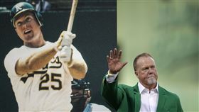 ▲Mark McGwire身穿奧克蘭運動家25號球衣揚名。（資料照／美聯社／達志影像）