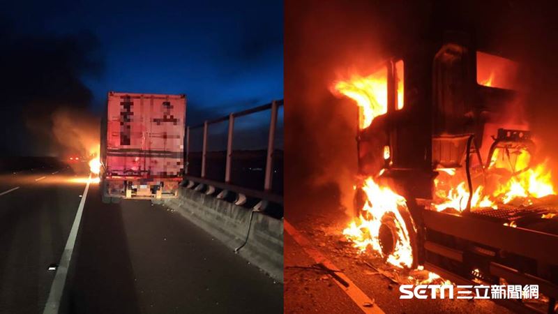 國3西湖路段火燒車　陷火海慘燒廢鐵