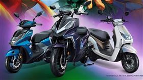 ▲三陽SYM與經典電玩《快打旋風V》合作，針對熱銷車款DRG、FNX、VEGA聯手分別推出新色「靛光藍」、「旋風綠」、「幻彩銀」。（圖／業者提供）