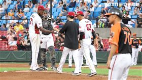 ▲樂天桃猿先發投手霸能。（圖／記者劉彥池攝影）