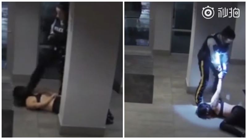 影／踹頭扯髮！加國女警狠拖行華裔女