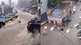 三峽大壩下遊第一城，湖北宜昌市全淹。（組圖／翻攝自推特）