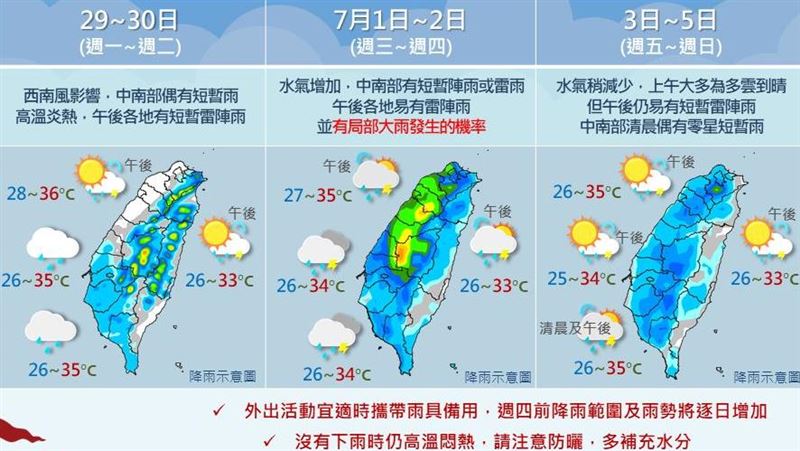 一周天氣懶人包　午後雷雨炸台時間曝