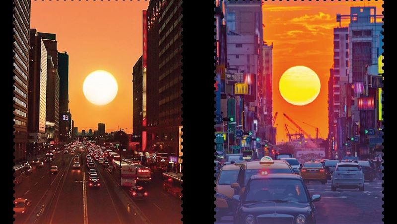 台灣絕美懸日畫面曾登上郵票。（圖／中華郵政提供）