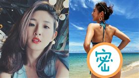 趙筱葳側身燦笑被發現蜜桃翹臀被蓋「沙掌印」。（圖／翻攝自趙筱葳IG）