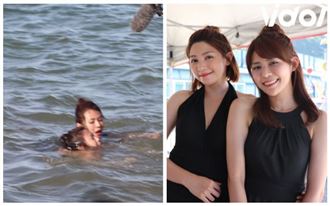 海中2人3手游泳 連體姊妹花慘嗆水