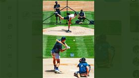 ▲柯爾（Gerrit Cole）實戰投球對決賈吉（Aaron Judge）。（圖／翻攝自洋基推特）