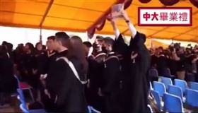 王定宇臉書發文，演湊中國大陸國歌時，香港中文大學畢業生轉身喊光復香港