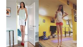 倫森霍露經常穿短褲、高跟鞋展現自己134公分的長腿，（圖／翻攝自Ajay Dhyani臉書）