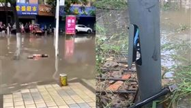 三峽大壩洩洪下游慘況　男疑觸電陳屍積水… 圖翻攝自微博