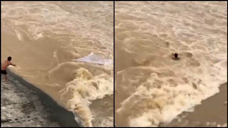 男「拿命捕魚」　撒網6秒遭洪水吞沒
