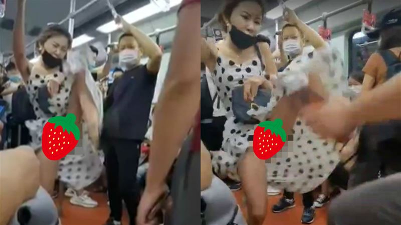 2女車廂互鬥！長裙妹猛踢…春光全洩