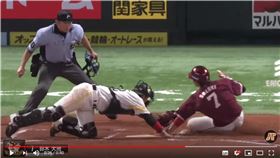 ▲鈴木大地「神觸壘」躲過觸殺得分。（圖／翻攝自太平洋聯盟TV）