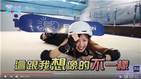 ▲樂天女孩菲菲挑戰單板滑雪。（圖／翻攝自正妹老司機YT）
