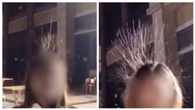 中國,四川,靜電,頭髮,豎起（圖／翻攝自抖音大熱門YouTube）
