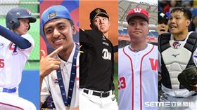 2020中職選秀會林子豪（左起）、余謙、王維中、廖任磊、張進德。（圖／組合圖）