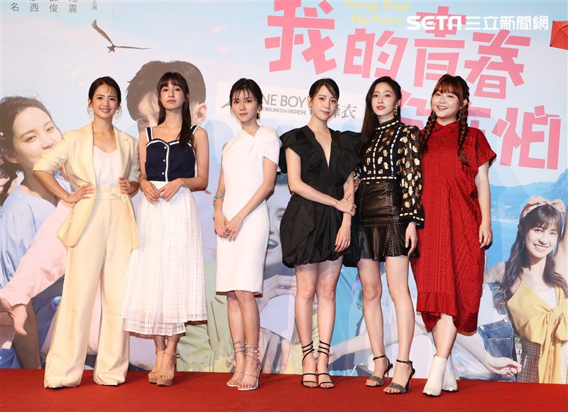 我的青春沒在怕演員左起臧芮軒、陳敬宣、蔡黃汝、程予希、謝翔雅、喬雅琳。（記者邱榮吉/攝影）