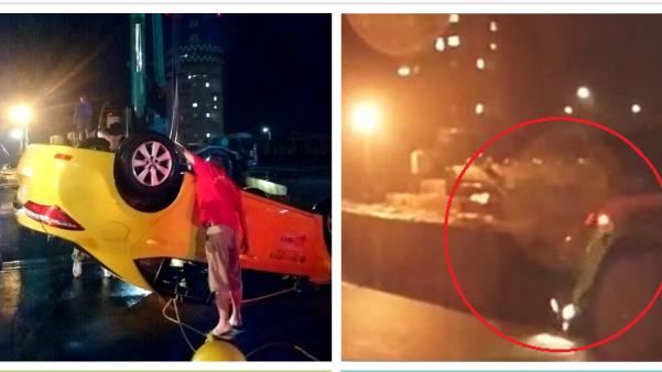 呈90度下沉…計程車墜港瞬間畫面曝