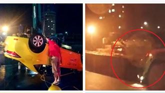 呈90度下沉…計程車墜港瞬間畫面曝