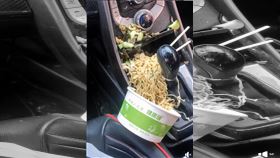 車,翻倒,食物,用餐,麵,爆廢