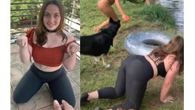 珍娜拍攝各種學狗生活的影片。（圖／翻攝自puppygirljenna推特）