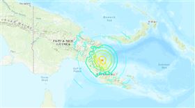 大洋洲巴布亞紐幾內亞規模6.9強震　引發海嘯警報，圖／翻攝自美國地質調查所