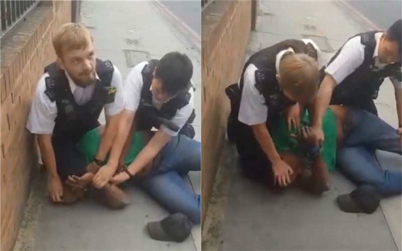 2英警跪地猛壓頭　非裔男求喊畫面曝