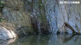 台東知本林道一處秘境瀑布因7月無颱風慘斷水，遊客朝聖撲空，大失所望。（圖／記者王浩原攝影）