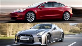 ▲Tesla Model 3、Nissan GT-R（圖／翻攝自Tesla、Nissan官網）