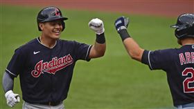 ▲印地安人張育成。（圖／美聯社／達志影像）