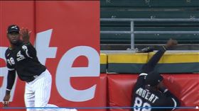 ▲羅伯特（Luis Robert）沒收全壘打，手套跟球一起掉出牆。（圖／翻攝自MLB官網）