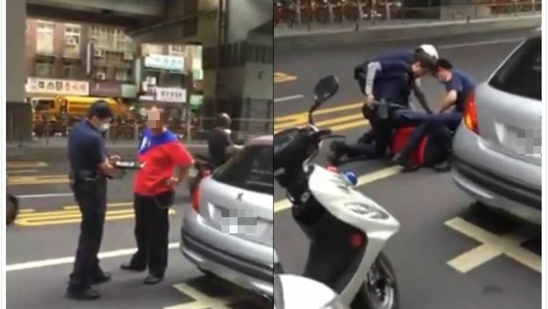 國旗裝哥違停嗆警被壓制　糗態全都錄