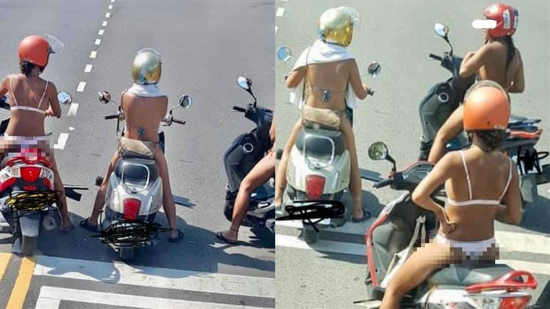 3辣台妹比基尼騎車！美背屁股全露光