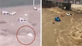 長江暴雨成災！滾滾黃水「恐怖影片」曝　官方：2死3失蹤（圖／翻攝自人民日報微博）
