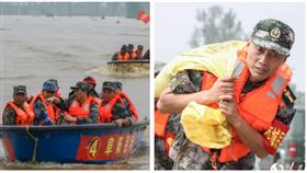 ▲中國官媒報導「長江、淮河告急！安徽民兵緊急出列」。（圖／翻攝《人民日報》官網）