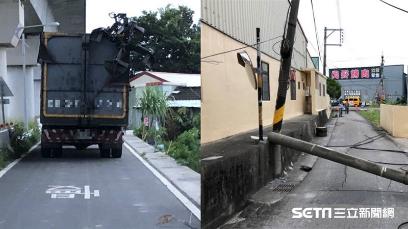 太高？大貨車勾到　6根電桿慘遭拖拔