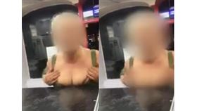  女顧客突然拉下衣服，露出胸部。（圖／翻攝自evil_fest推特）