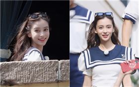 Angelababy《奔跑吧》錄製花絮照。（圖／翻攝自微博）