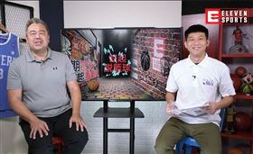 ▲「嘻說籃球」主持人王裕賢跟球評高景炎。（圖／ELEVEN SPORTS提供）
