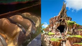 美國迪士尼飛濺山，還沒到終點船就沉了。（圖／翻攝自推特、迪士尼官網）