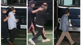 ▲蘇震清(左)、廖國棟(中)、陳超明(右)被戴上手銬坐上囚車，前往台北看守所。（圖／翻攝畫面）