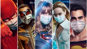 超級英雄不敵疫情　超人領軍全戴口罩。（圖／翻攝自CW官方海報推特）