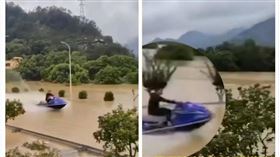 浙江,哈格比,淹水,遊艇（圖／翻攝自沸點視頻）